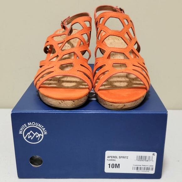 White Mountain Women Flaming Slingback Cork Wedge Sandals Size US 10M Orange - Picture 6 of 6